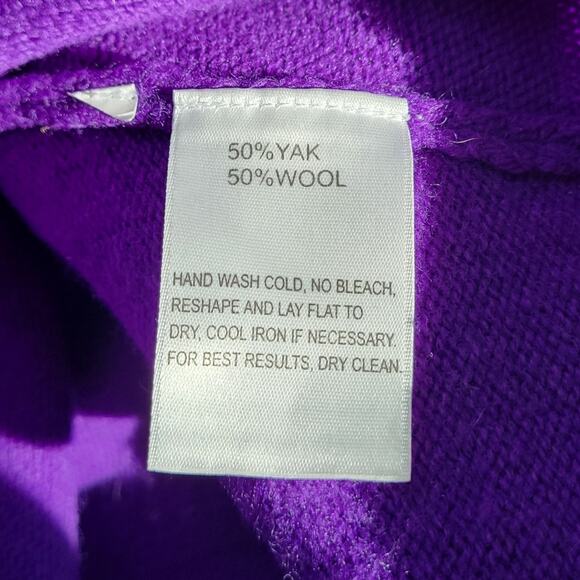 Eileen Fisher Open Back Yak Wool Blend Purple Sweater Small - Picture 5 of 5
